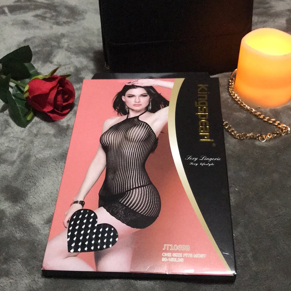 Sexy Lingerie! Black lace, nylon spandex, one size, original packaging.